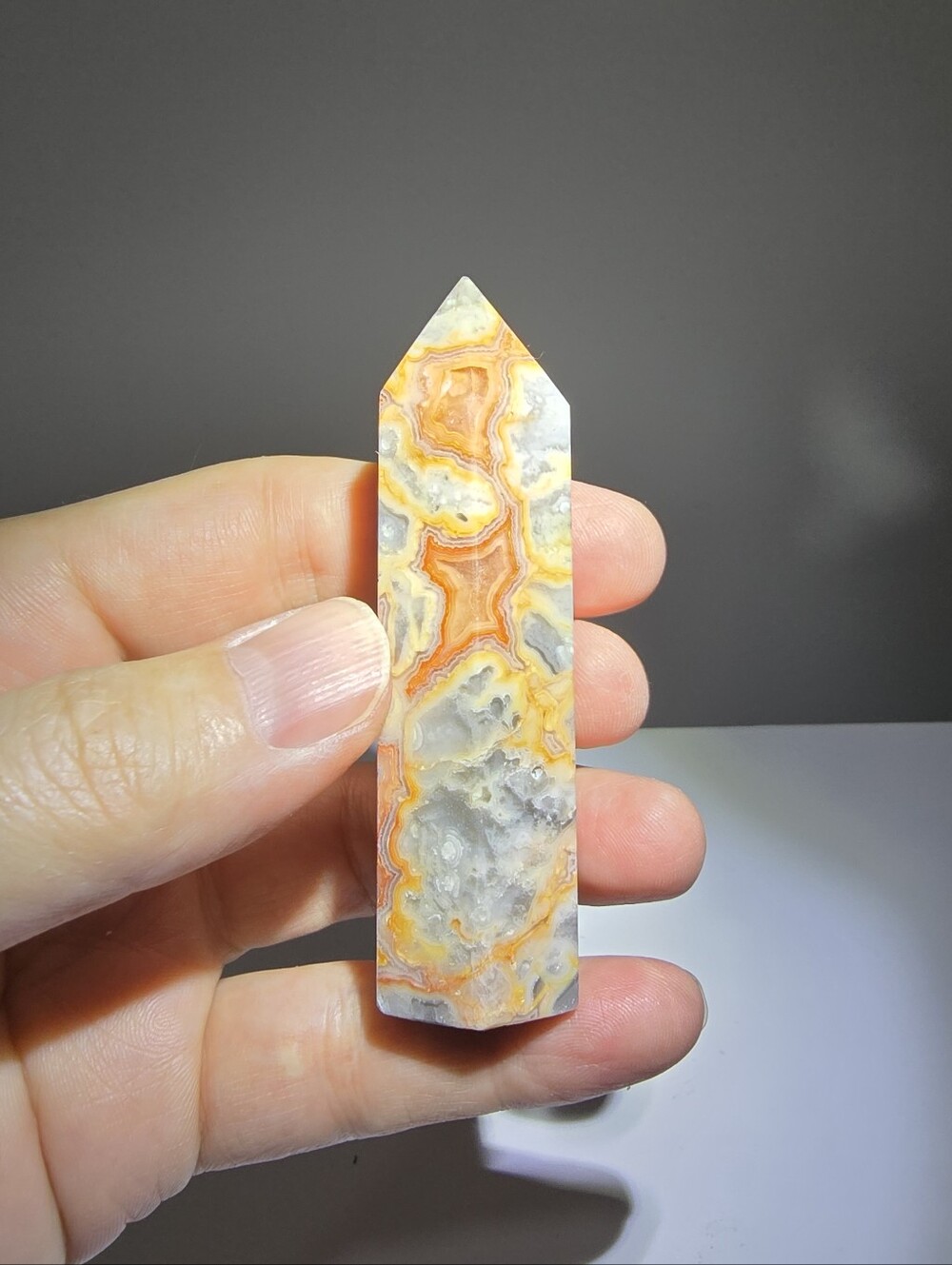 Crazy Lace Agate Crystal Tower #D
